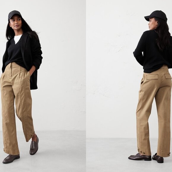 NWT BANANA REPUBLIC FACTORY Relaxed Pleated Chino in Airforce Khaki (sz16) - Picture 1 of 6